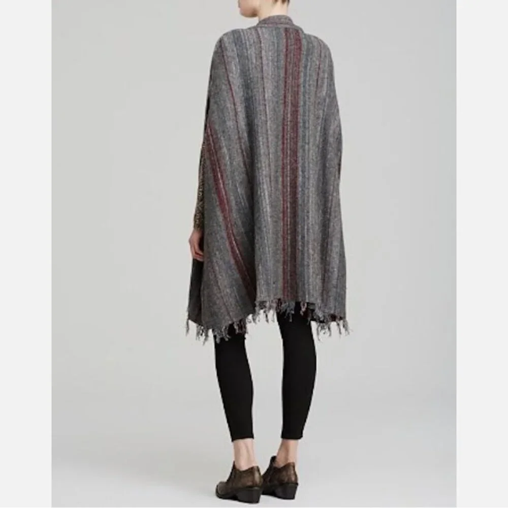 Free People Fringe Boho Blanket Poncho Sweater